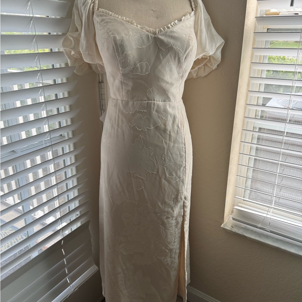 NWT Azazie Atelier Mischa Sheath Cream Dress